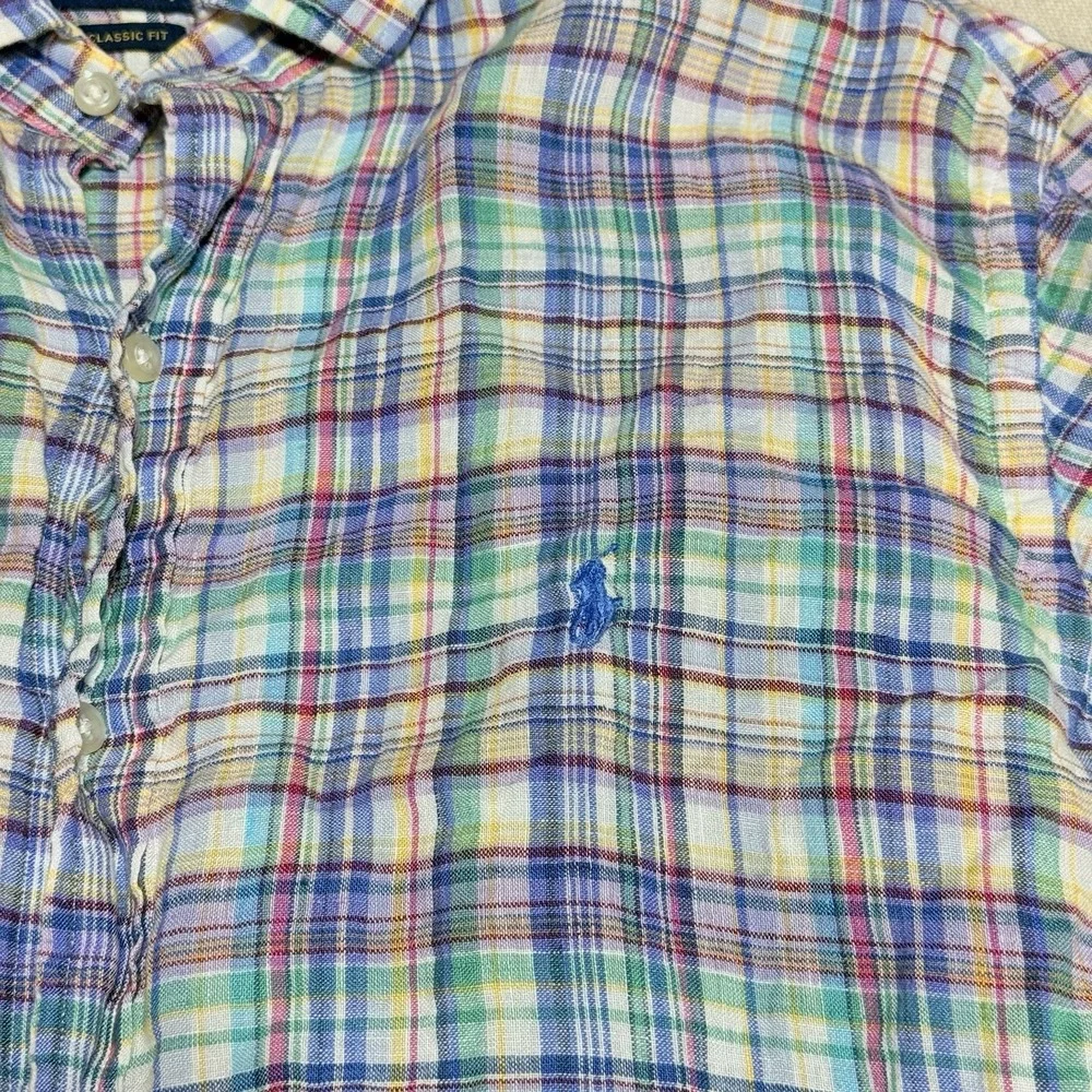 Polo Ralph Lauren Classic Fit 100% Linen Plaid Shirt Mens Xl